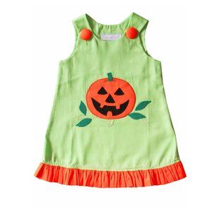 Baby Girls Green Jack-O-Lantern Halloween Appliqué Costume Dress 6 Months